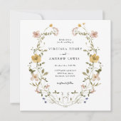 Elegant Floral Wreath Wedding Kaart (Voorkant)