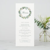 Elegant Floral Wreath Wedding Menu (Staand voorkant)