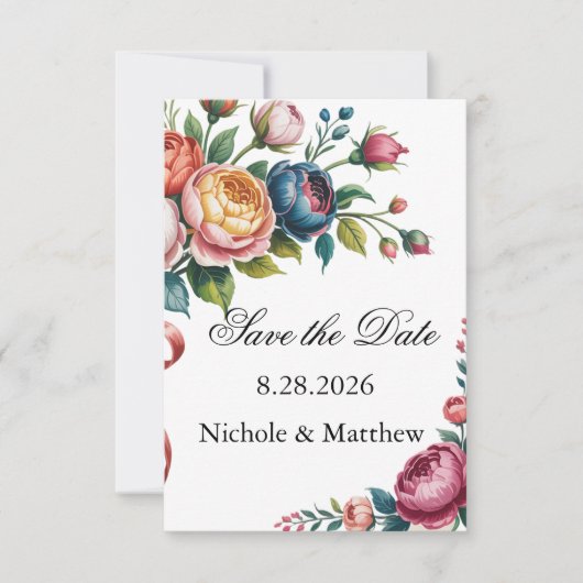 Elegant Floral Wreath Wedding Save The Date (Voorkant)