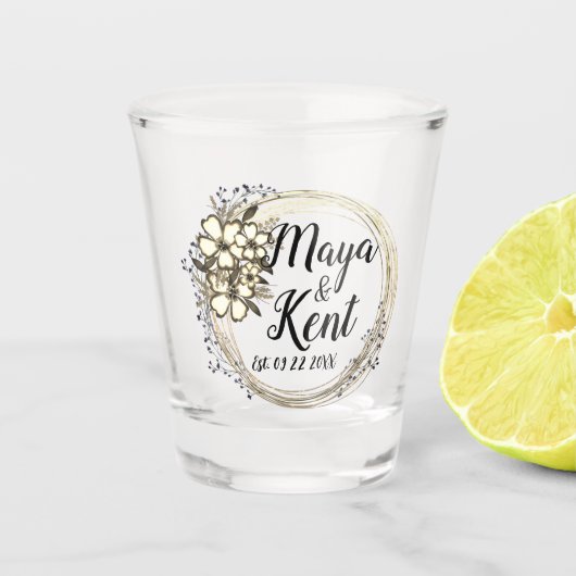 Elegant Floral Wreath Wedding Shot Glas (Voorkant)