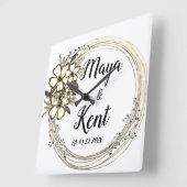 Elegant Floral Wreath Wedding Vierkante Klok (Hoek)