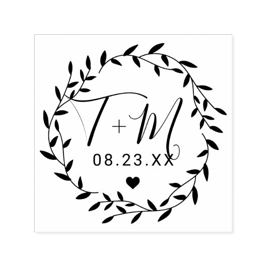 Elegant Floral Wreath Wedding Zelfinktende Stempel (Design)