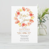 Elegant Floral Wreator Gold Script Waterverf Kaart (Staand voorkant)