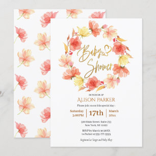 Elegant Floral Wreator Gold Script Waterverf Kaart