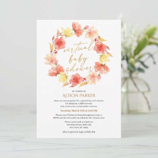 Elegant Floral Wreator Gold Script Waterverf Kaart (Staand voorkant)