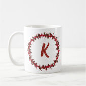 Elegant Floral Wreator Monogram Initiaal Kerstmis Koffiemok (Links)