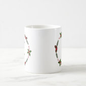 Elegant Floral Wreator Monogram Initiaal Kerstmis Koffiemok (Center)