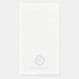 Elegant Floral Wreaty Dusty Blue Paper Guest Towel Servet