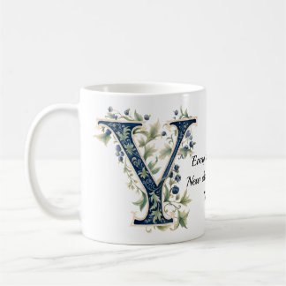 Elegant Floral Y Monogram Coffee Mug Koffiemok