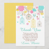 Elegant Floral Yellow and Pink Bridal Shower Bedankkaart (Voorkant / Achterkant)