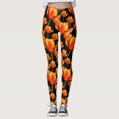 Elegant Floral Yellow-and-Red Streked Tulips Leggings (Voorkant)