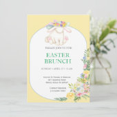 Elegant Floral Yellow Easter Brunch Uitnodiging (Staand voorkant)