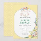 Elegant Floral Yellow Easter Brunch Uitnodiging (Voorkant / Achterkant)