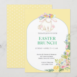Elegant Floral Yellow Easter Brunch Uitnodiging