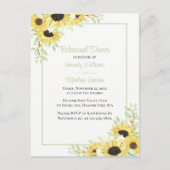 Elegant Floral Yellow Sunflower repesal Dinner Uitnodiging Briefkaart (Voorkant)
