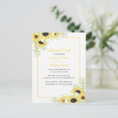 Elegant Floral Yellow Sunflower repesal Dinner Uitnodiging Briefkaart (Staand voorkant)