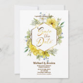 Elegant Floral Yellow Waterverf Rozen Wedding Kaart (Voorkant)