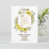 Elegant Floral Yellow Waterverf Rozen Wedding Kaart (Staand voorkant)
