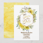 Elegant Floral Yellow Waterverf Rozen Wedding Kaart (Voorkant / Achterkant)