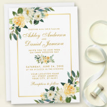 Elegant Floral Yellow White Green Weddenschap
