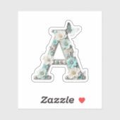 Elegant Floral Your Monogram A Vinyl Stickers (Vel)