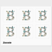 Elegant Floral Your Monogram B Paper Stickers (Vel)