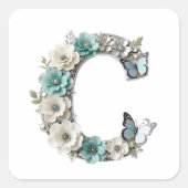 Elegant Floral Your Monogram C Paper Stickers (Voorkant)