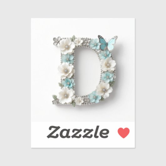 Elegant Floral Your Monogram D Vinyl Stickers (Vel)