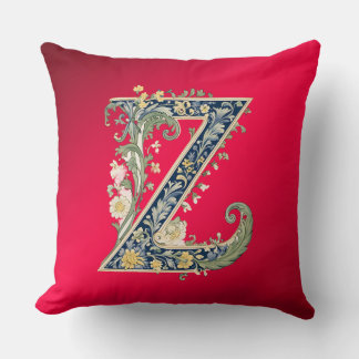 Elegant Floral Z Monogram Throw Pillow Kussen