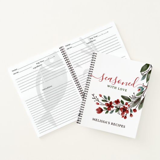 Elegant Floral zaaid met recepten voor liefdesfami Notitieboek (Binnen)