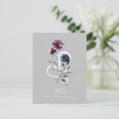 Elegant Floral Zodiac Star Sign Leo Briefkaart (Staand voorkant)