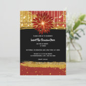 Elegant Floral zwarte gouden rode verjaardag Kaart (Staand voorkant)