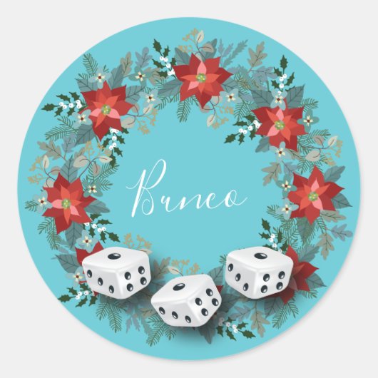 Elegant FloralDice Bunco Party Ronde Sticker (Voorkant)