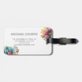 Elegant florale botanische regenboog Monogrammen Bagagelabel (Achterkant horizontaal)