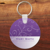 Elegant florale drager met aangepast paars sleutelhanger (Voorkant)