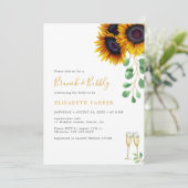 Elegant florale eucalyptusbladeren brunch en bubbe kaart (Staand voorkant)