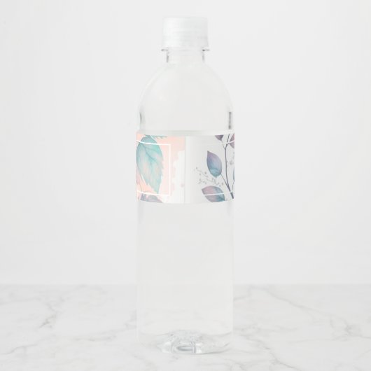 Elegant florale groen water Etiket fles (Achterkant)