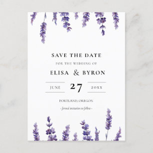 Elegant florale lavender Sparen de datum Briefkaart