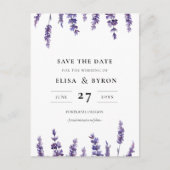 Elegant florale lavender Sparen de datum Briefkaart (Voorkant)