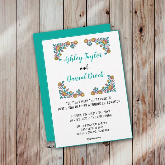 Elegant florale met botanische bloesems Weddenscha Kaart