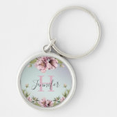 Elegant florale pinda's en bladeren aangepast mono sleutelhanger (Voorkant)