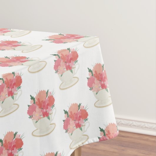 Elegant, florale teacup patroon tafelkleed (Voorbeeld)