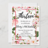 Elegant florale verjaardagsuitnodiging kaart (Voorkant)