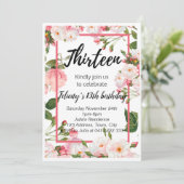 Elegant florale verjaardagsuitnodiging kaart (Staand voorkant)