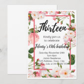 Elegant florale verjaardagsuitnodiging kaart (Voorkant / Achterkant)