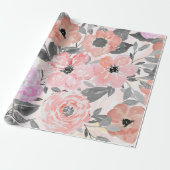 Elegant florale waterverf cadeaupapier (Uitgerold)
