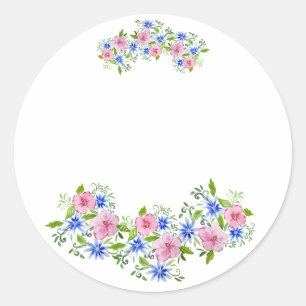 Elegant florale waterverf decoratiepatroon ronde sticker