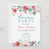 Elegant florale waterverf rode kerst kaart (Voorkant)