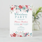 Elegant florale waterverf rode kerst kaart (Staand voorkant)