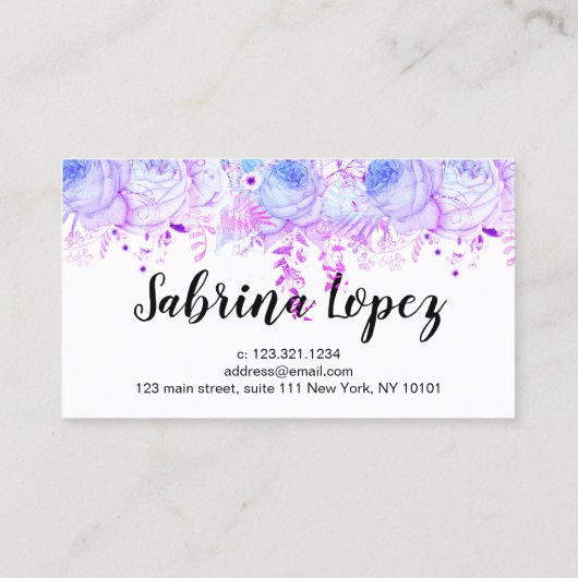 Elegant florale zweetjes en bouillons visitekaartje (Achterkant)